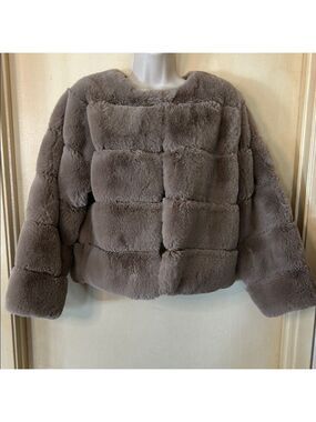French Kiss Women's Teddy Jacket in Soft Brown size L